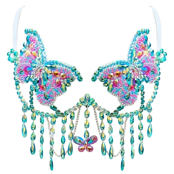 Beautiful Butterfly Crystal Jewel Carnival Bra - Picture 1 of 3